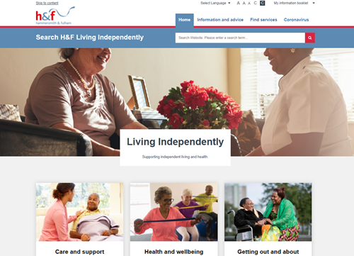 LBHF Living Independently social care website